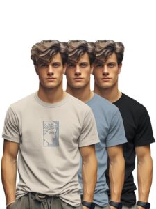 Men's Trendy Printed Crew Neck (Pack of 3)